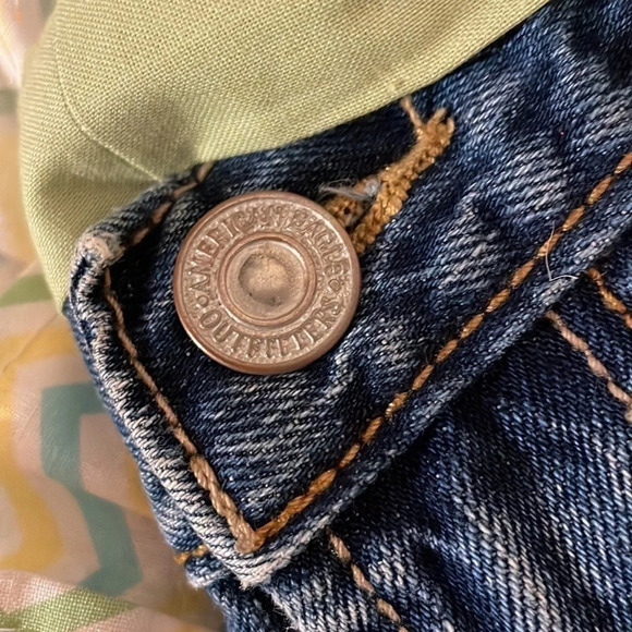 Women’s apron handmade upcycled recycled denim Chevron tie closure - Picture 6 of 8